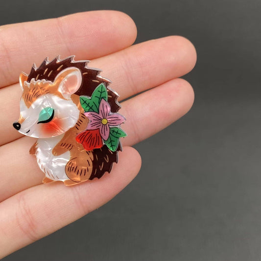 Cute Hedgehog Acrylic Brooch