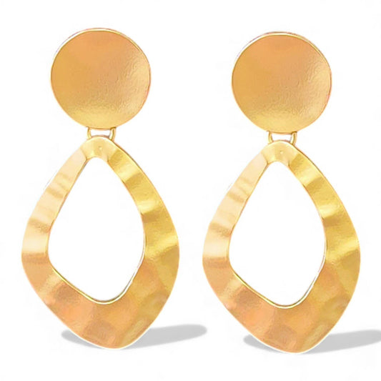 Gold Sculpted Hoop Statement Earrings | Handmade Jewelry