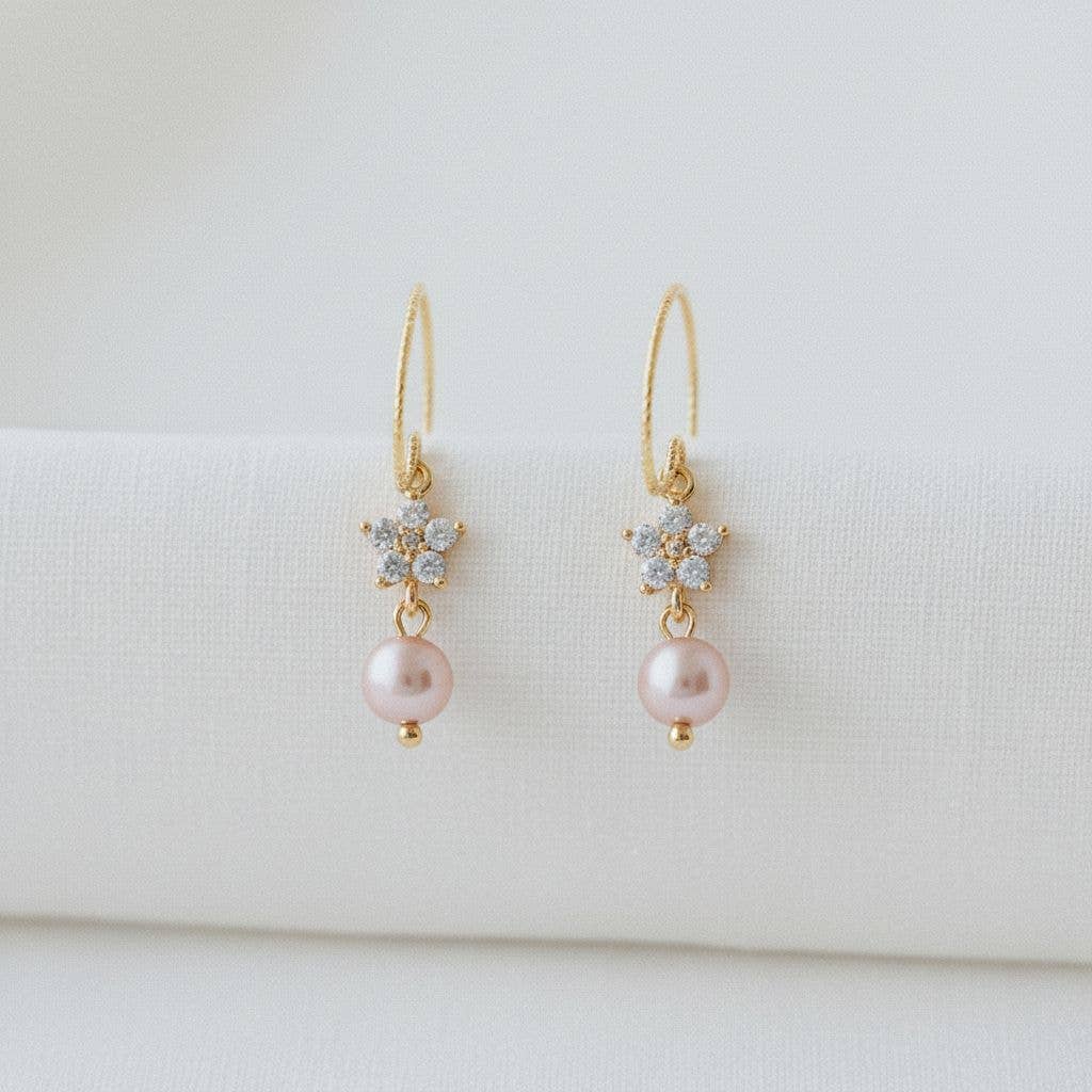 Floral-Inspired Pearl Drop Earrings