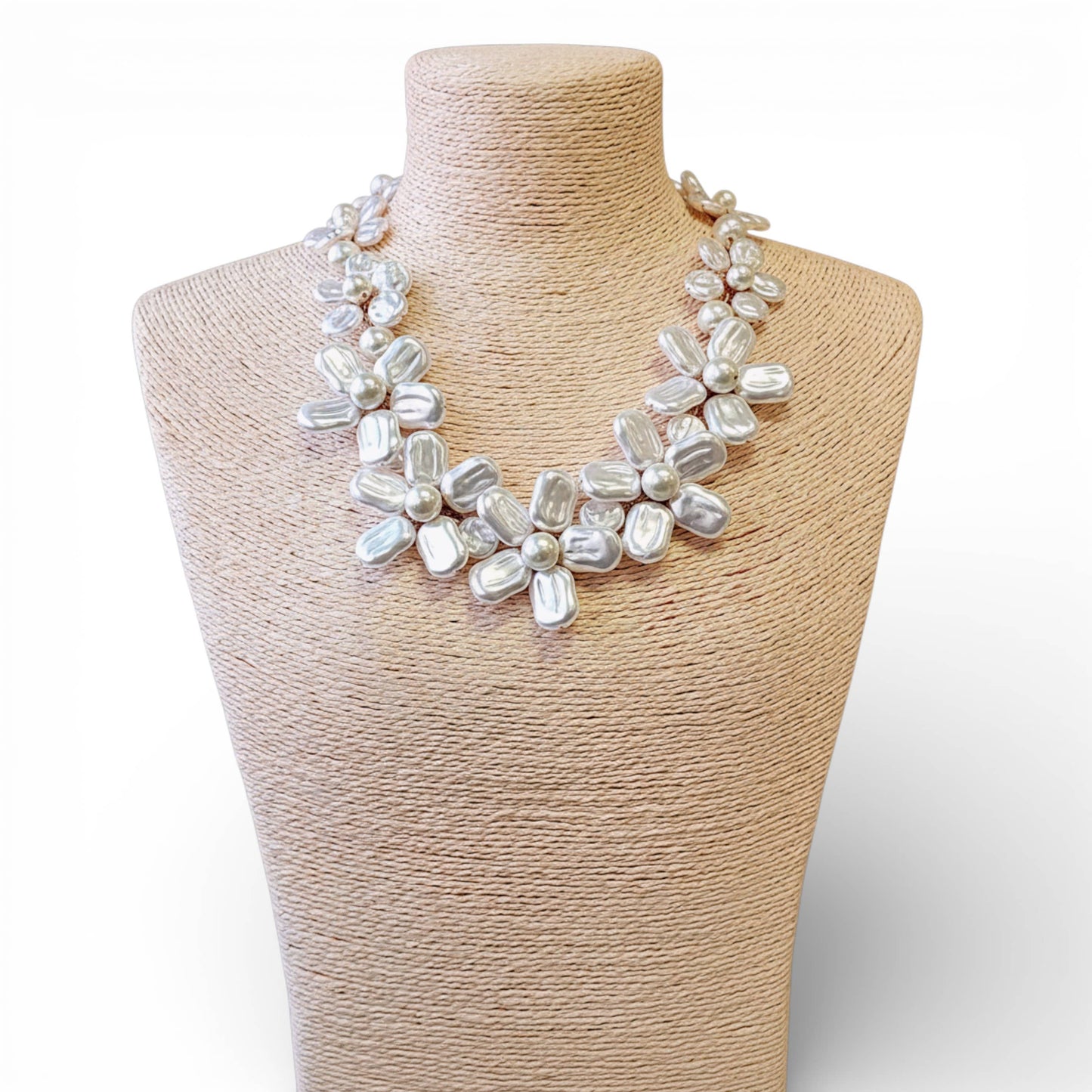 Flower Collar Pearl Necklace | Handmade Statement Jewelry