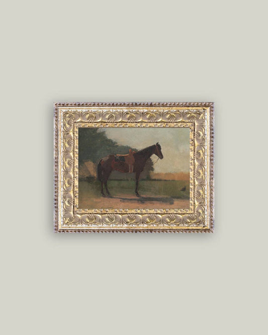 Saddled Horse Framed Antique Art