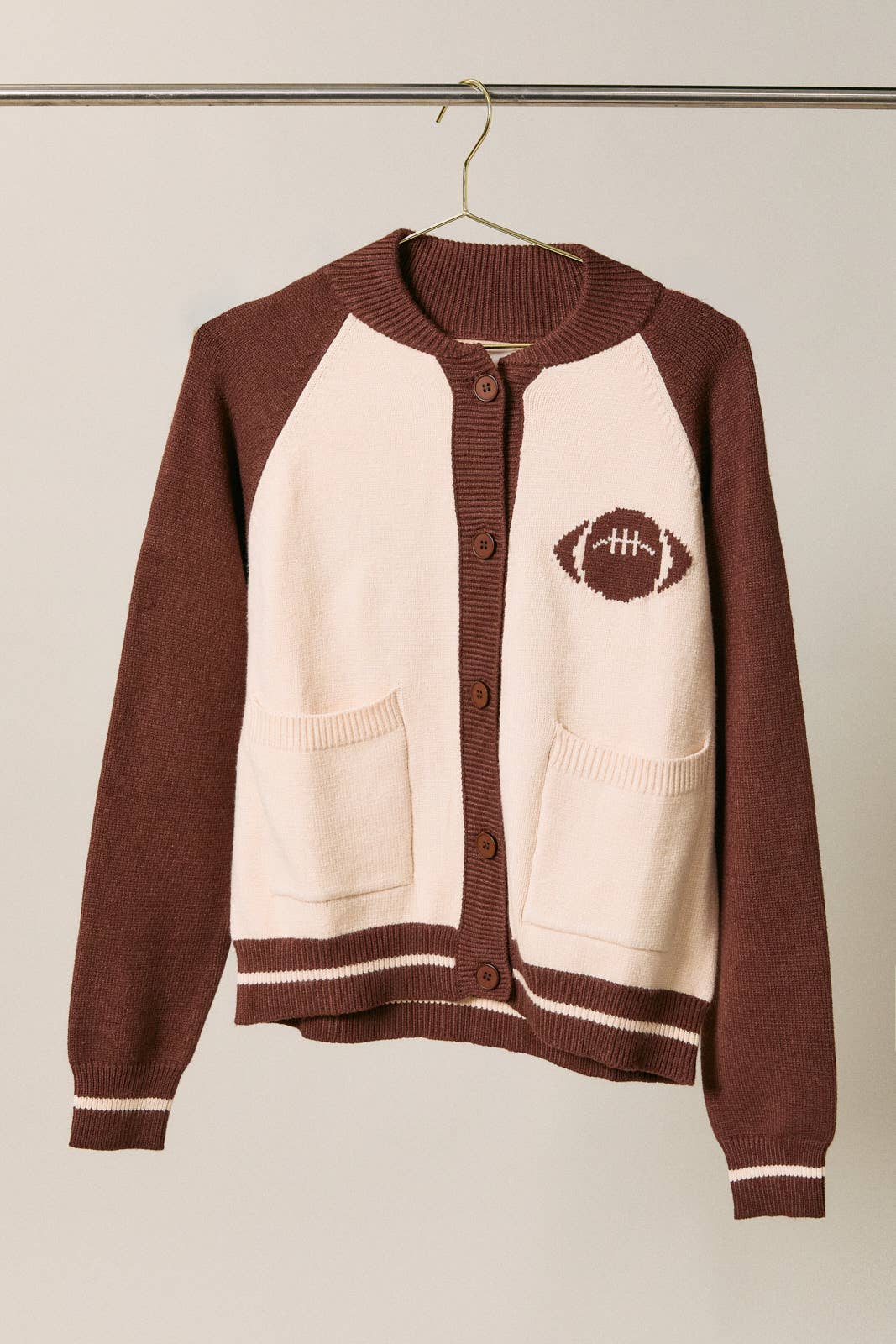 "NATIONAL GAME DAY" GRAPHIC BUTTON DOWN SWEATER CARDIGAN