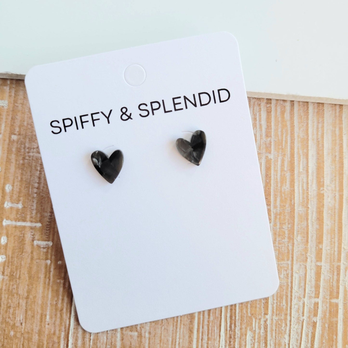 Hand Drawn Heart Studs – Black