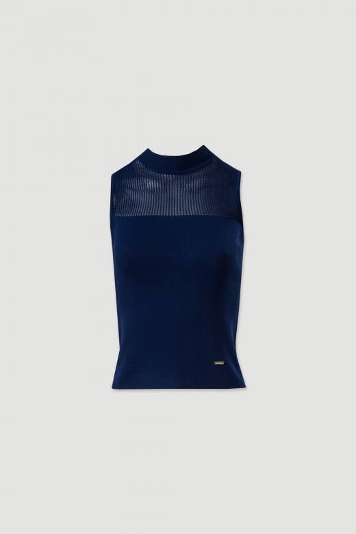 Knit Top with Turtleneck and Transparency