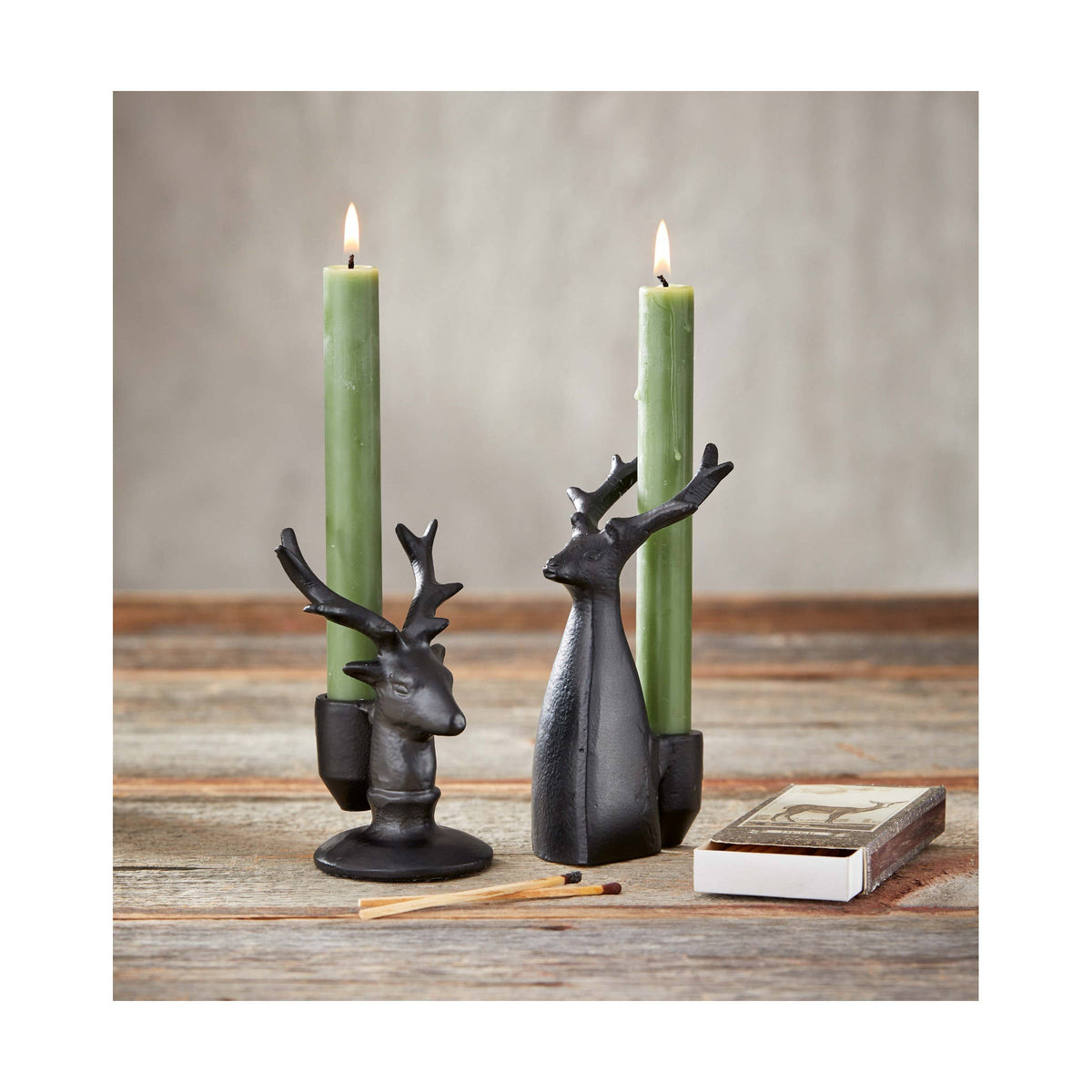 Reindeer Taper Holder Small Black Aluminum Christmas