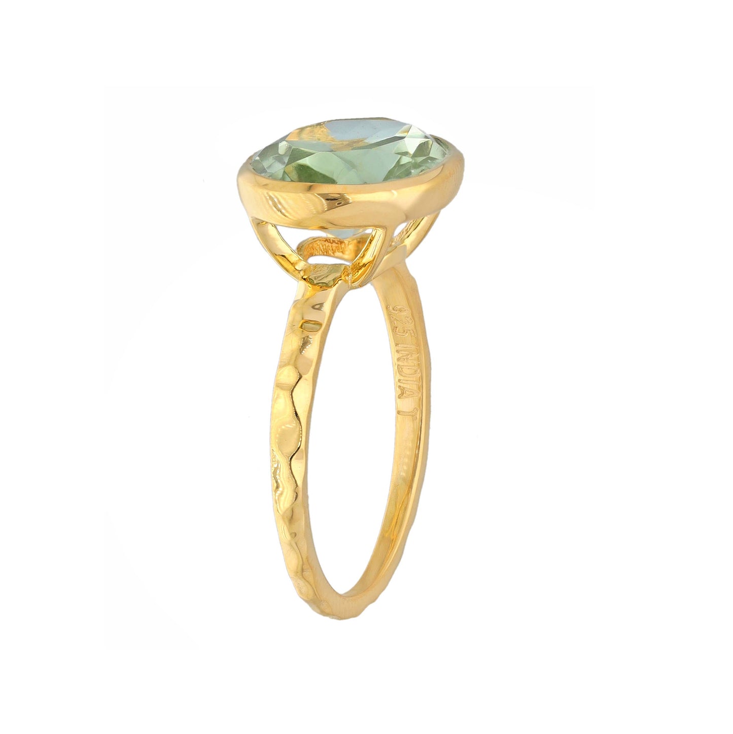 Green Amethyst Solitaire Ring