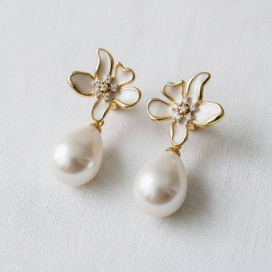 Floral-Inspired Zirconia Drop Earrings