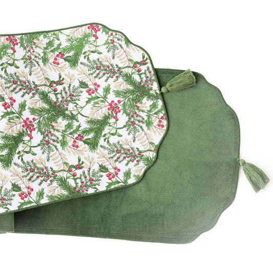 Woodland Berry Reversible Velvet Table Runner
