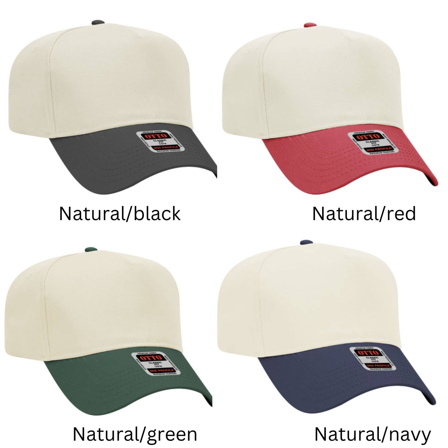 Custom Baseball Hats, Two Tone Hat, Embroidered Hat