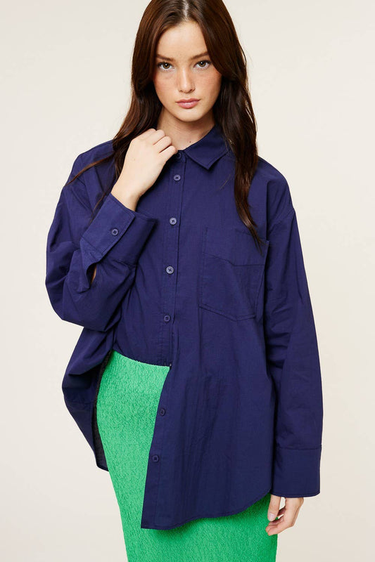 Oversized Cotton Button-Down Shirt