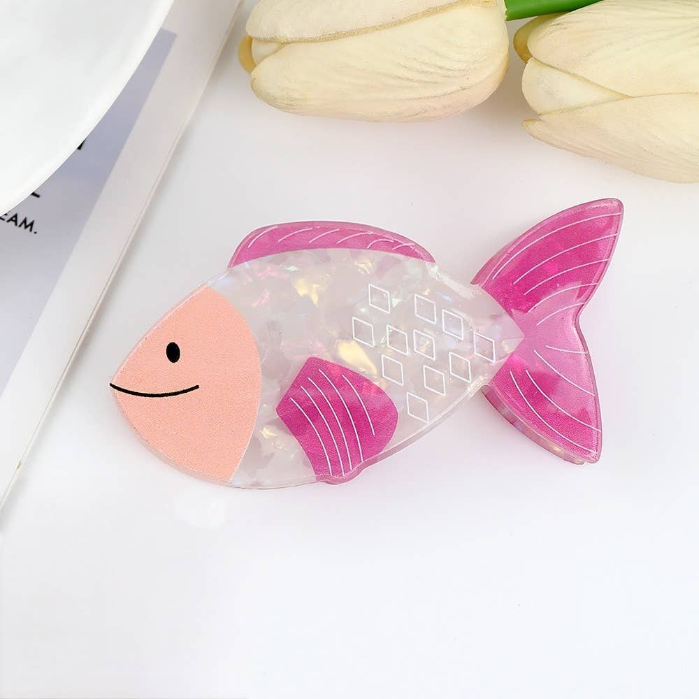 JUMBO VIBRANT OCEAN SEA FISH HAIR CLAW CLIPS