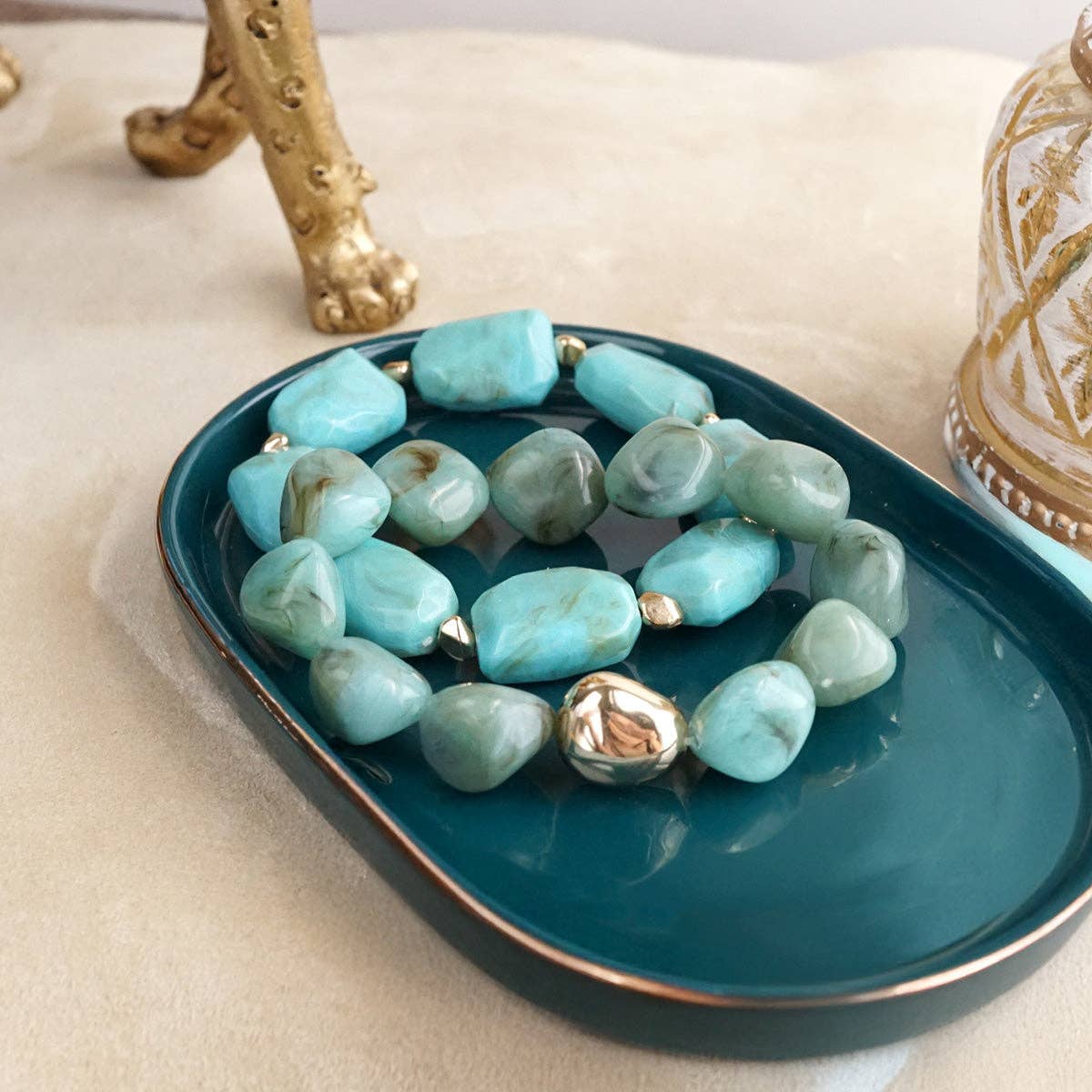 Chunky Beaded Acrylic Stretchy Bracelets - Boho Harmony