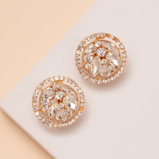 Oval Frame Marquise Cut Crystal Clip On Earrings
