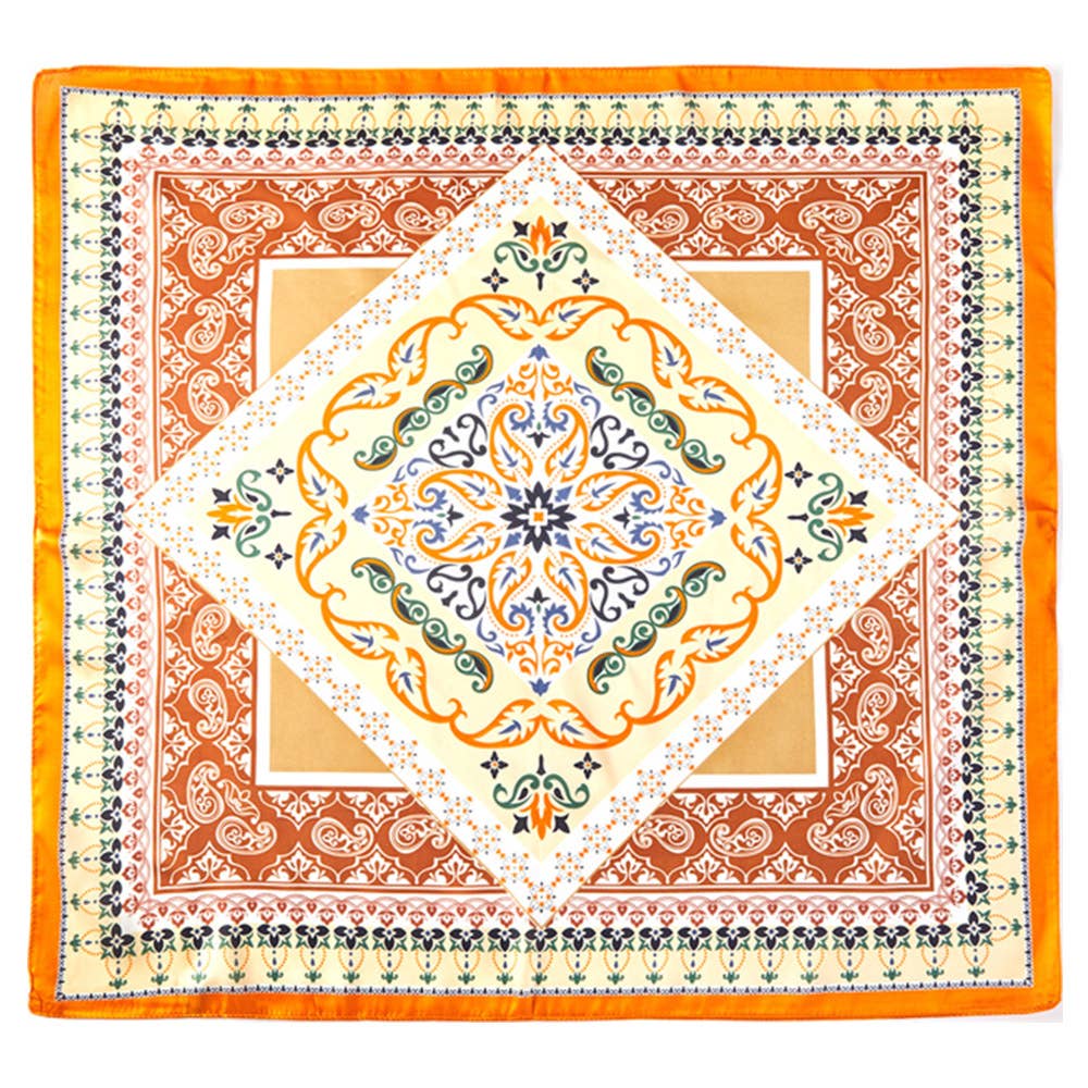 PAISLEY ARABESQUE ORIENTAL BANDANA SQUARE NECK SCARF