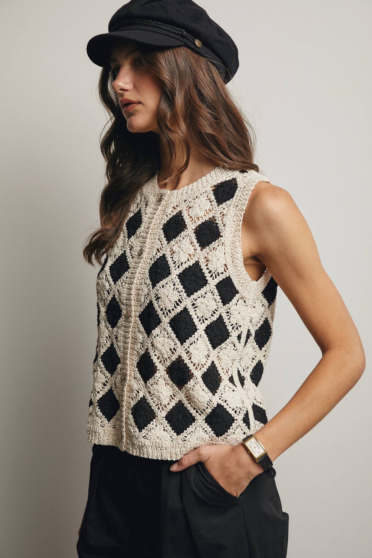 Crochet Diamond Pattern Vest