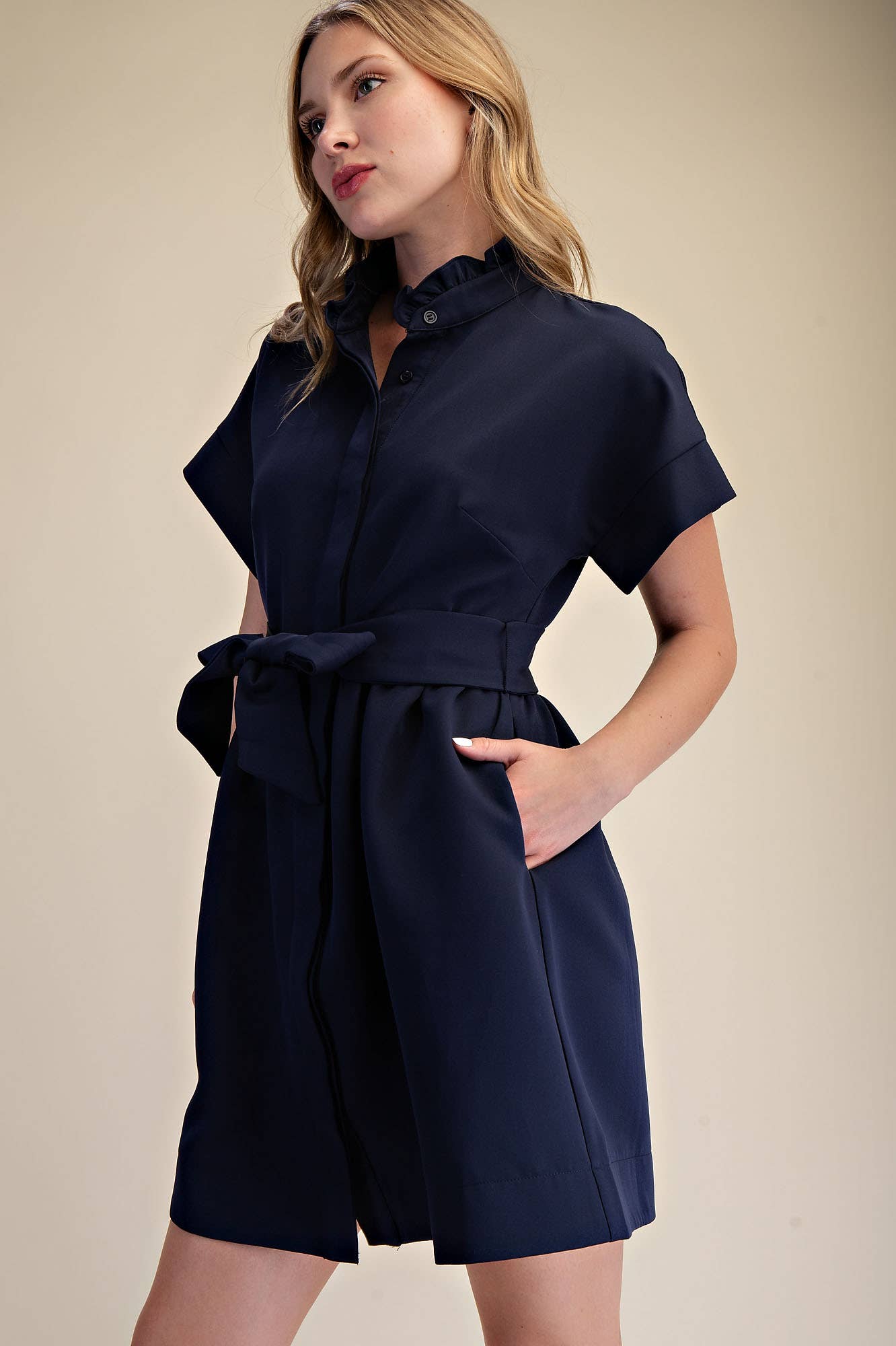 Ruffle Neck Mini Dress