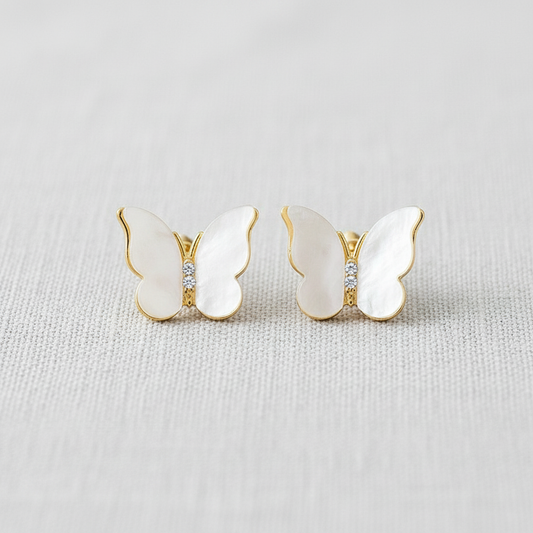 Butterfly Pearl Stud Earrings