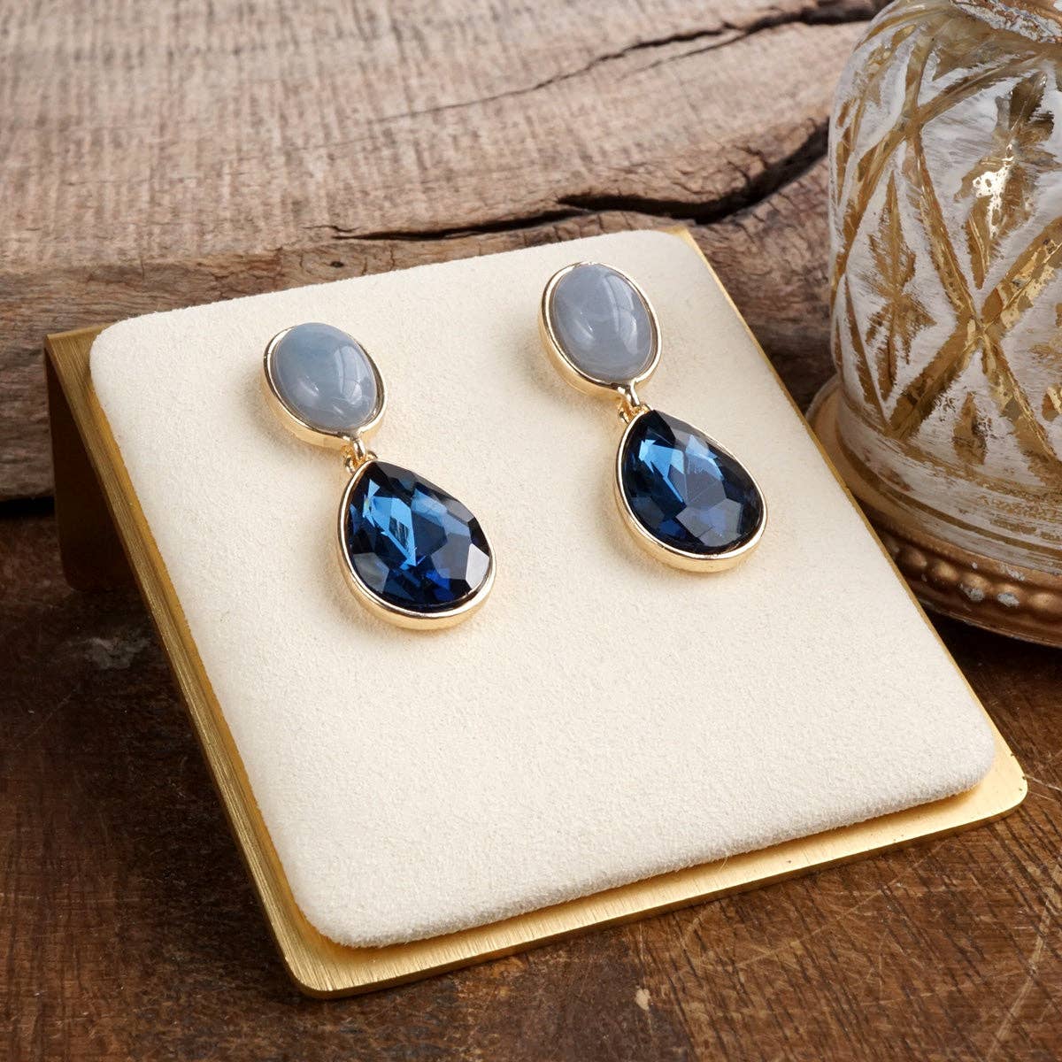 Moonlit Grace – Classic Teardrop Jeweled Statement Earrings