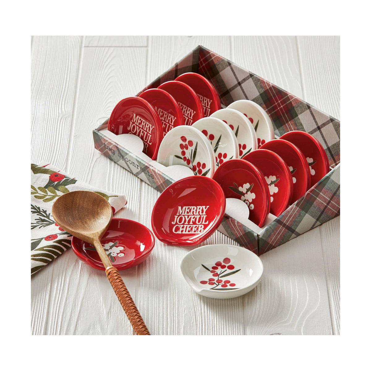 Red Multi Sprig Spoon Rest CDU Earthenware