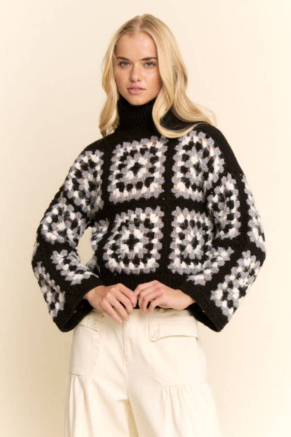Crochet Turtleneck Sweater