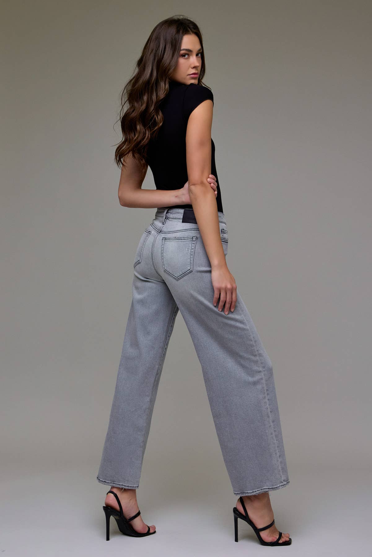 Light Grey Mid Rise Extra Wide Leg Jeans