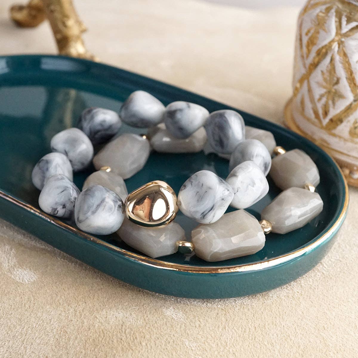 Chunky Beaded Acrylic Stretchy Bracelets - Boho Harmony