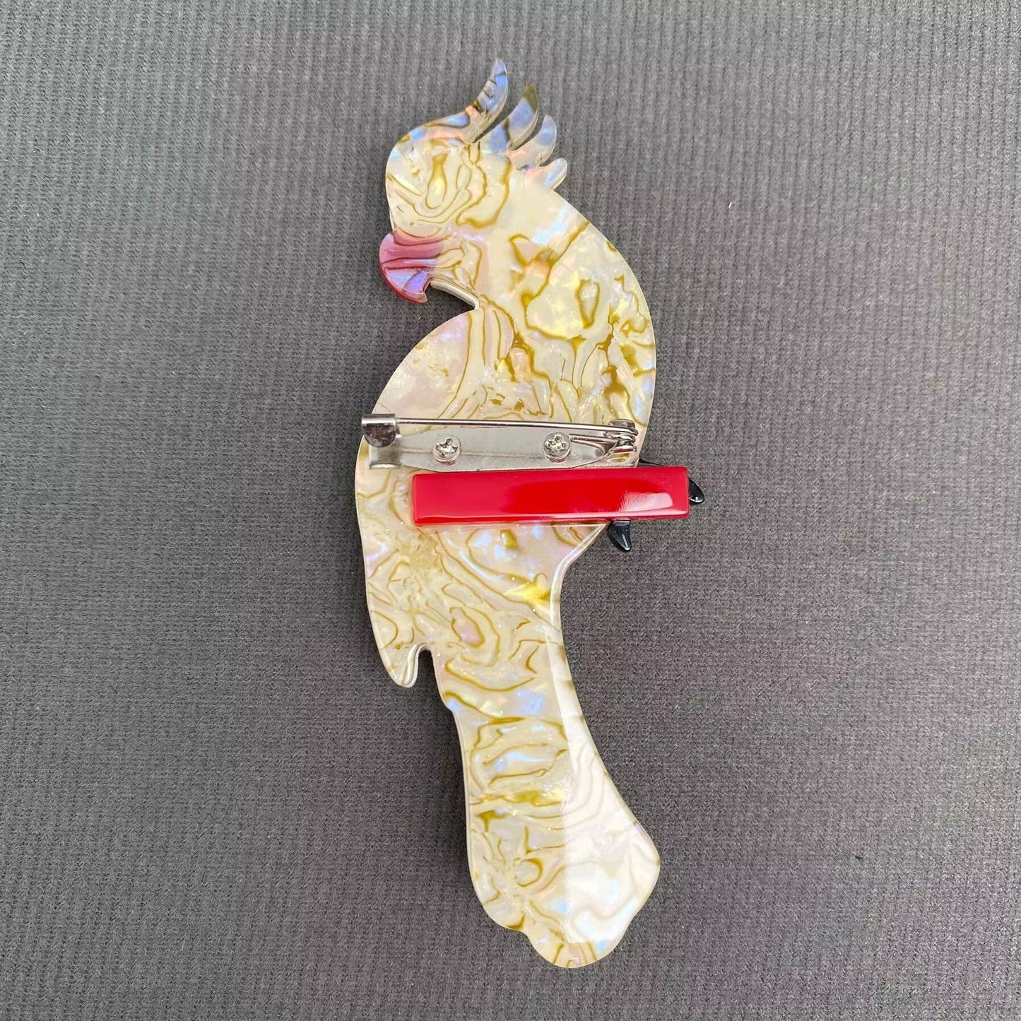 Acrylic White Parrot Brooch