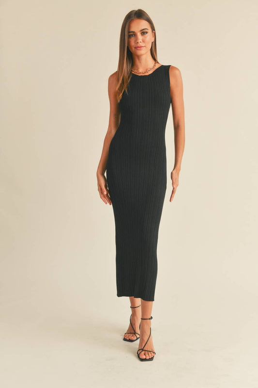 D2997   PATTERNED RIB KNITTED LONG DRESS