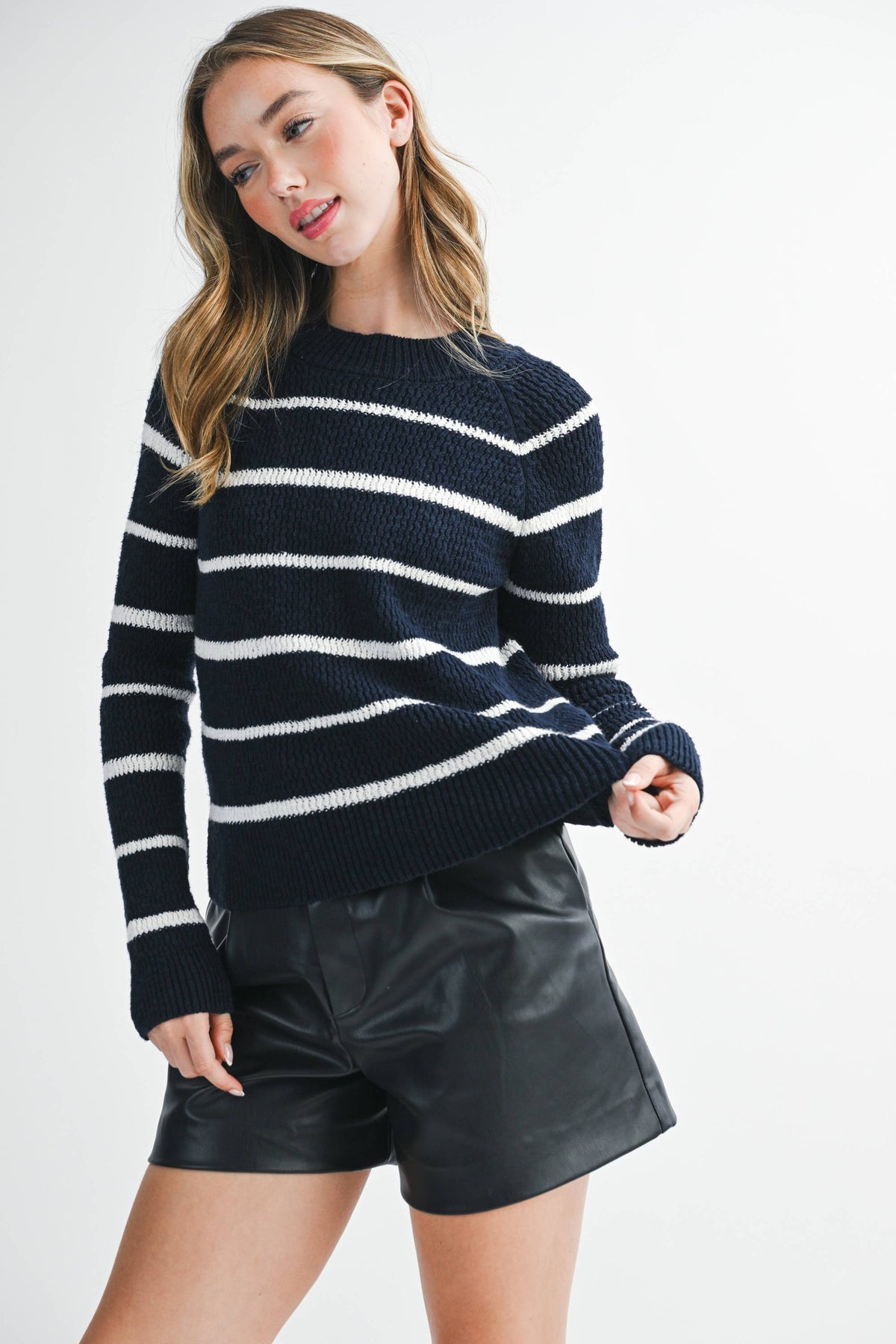 Chunky Ribbed Stripe Crewneck