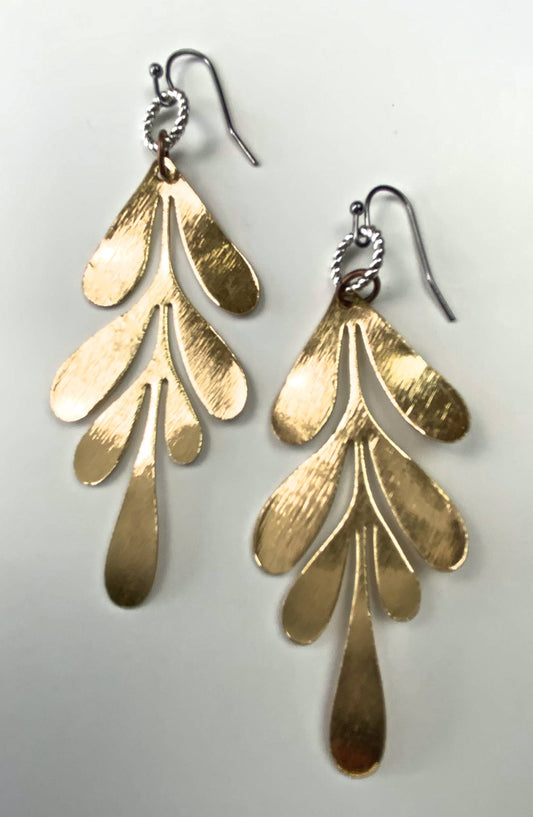 ER-Organic Geo Leaf Dangle Earrings