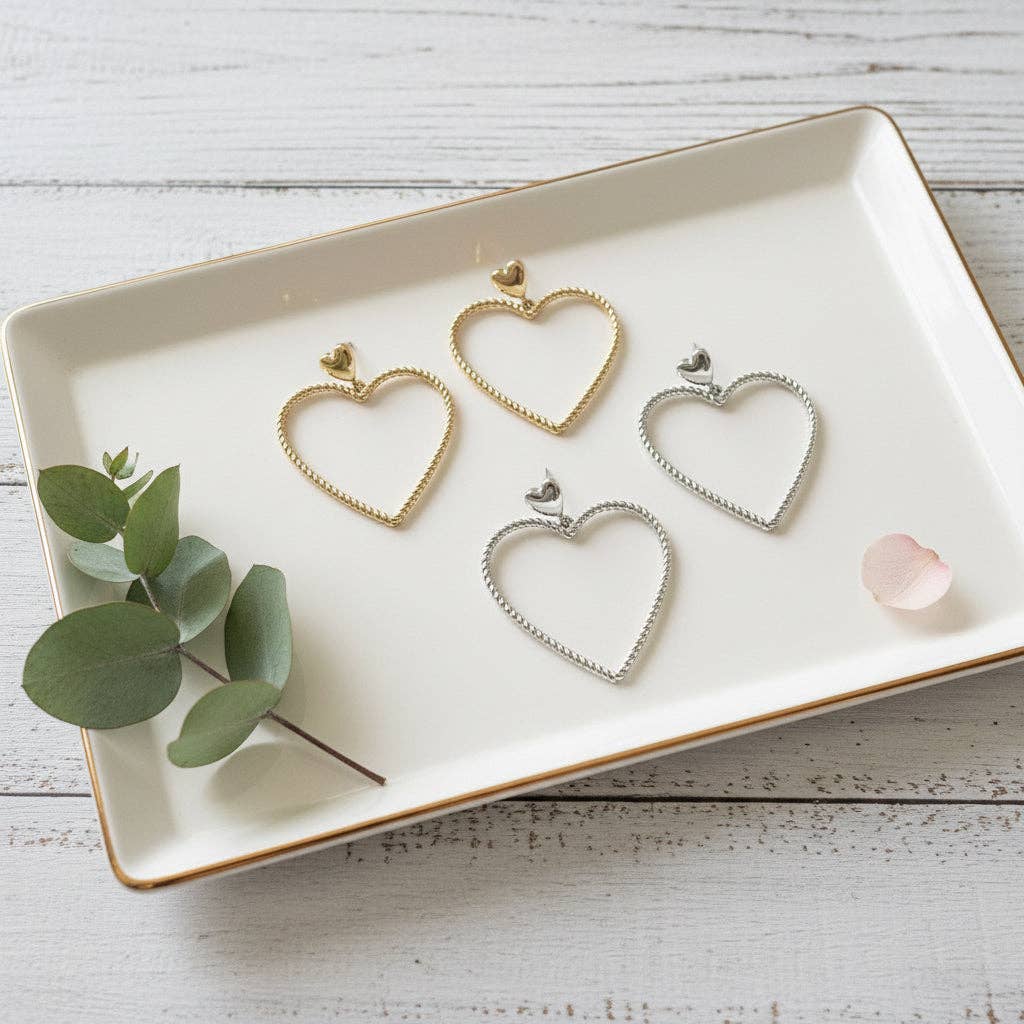 Sweetheart Rope Heart LUXE Drop Earrings