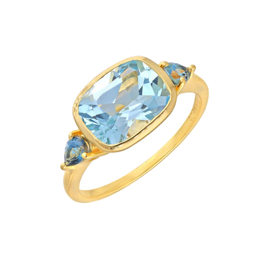 Azure Blue Topaz Trio Ring