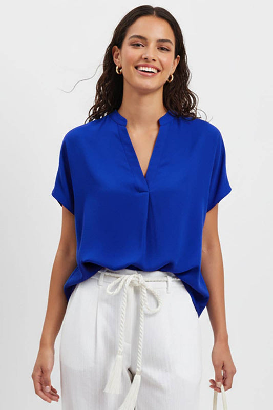 Drop Shoulder V-Neck Blouse