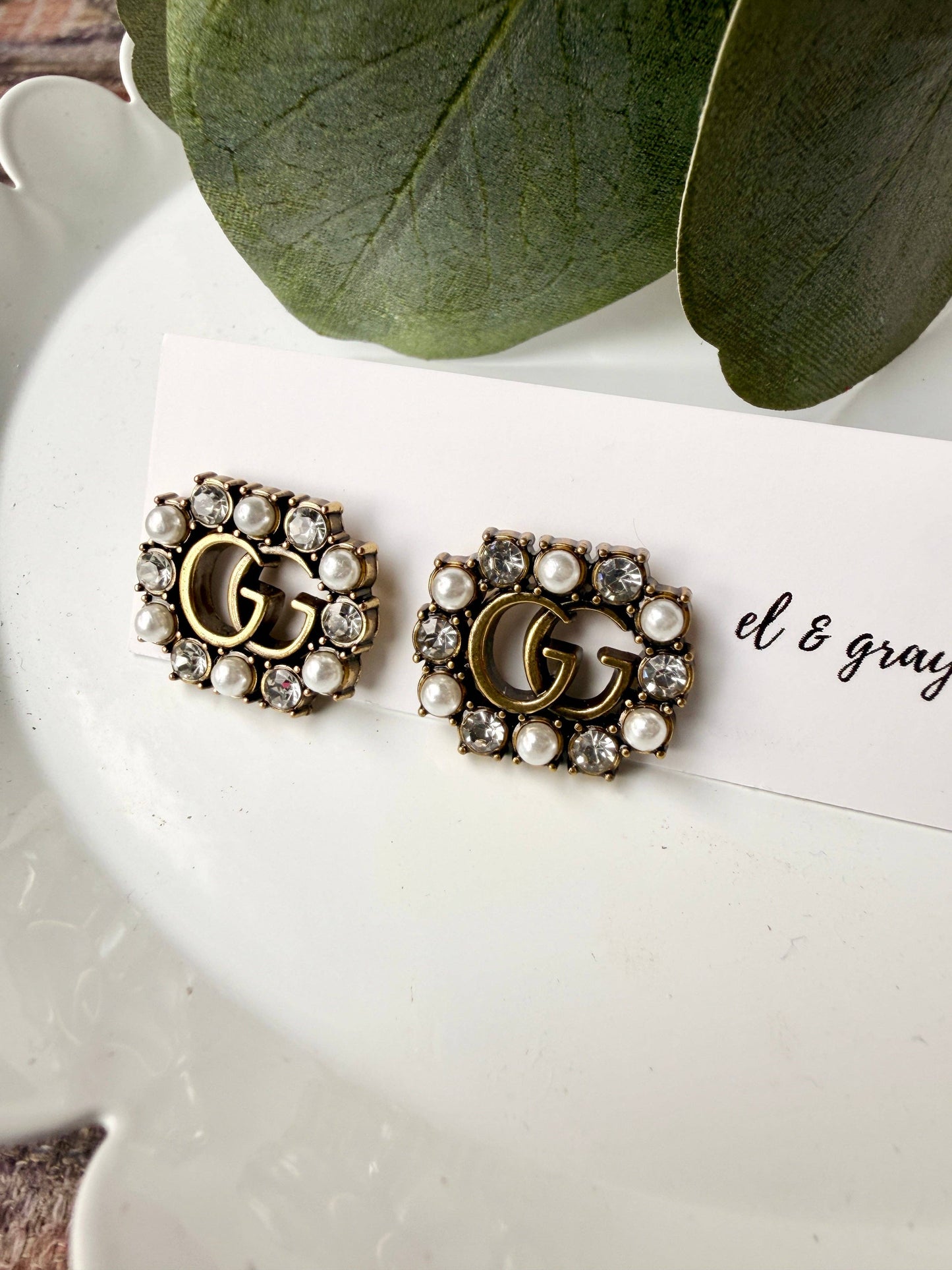 Upcycled Gucci Pearl Pendant Earrings