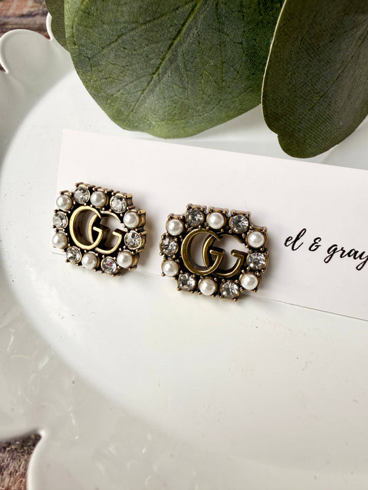 Upcycled Gucci Pearl Pendant Earrings