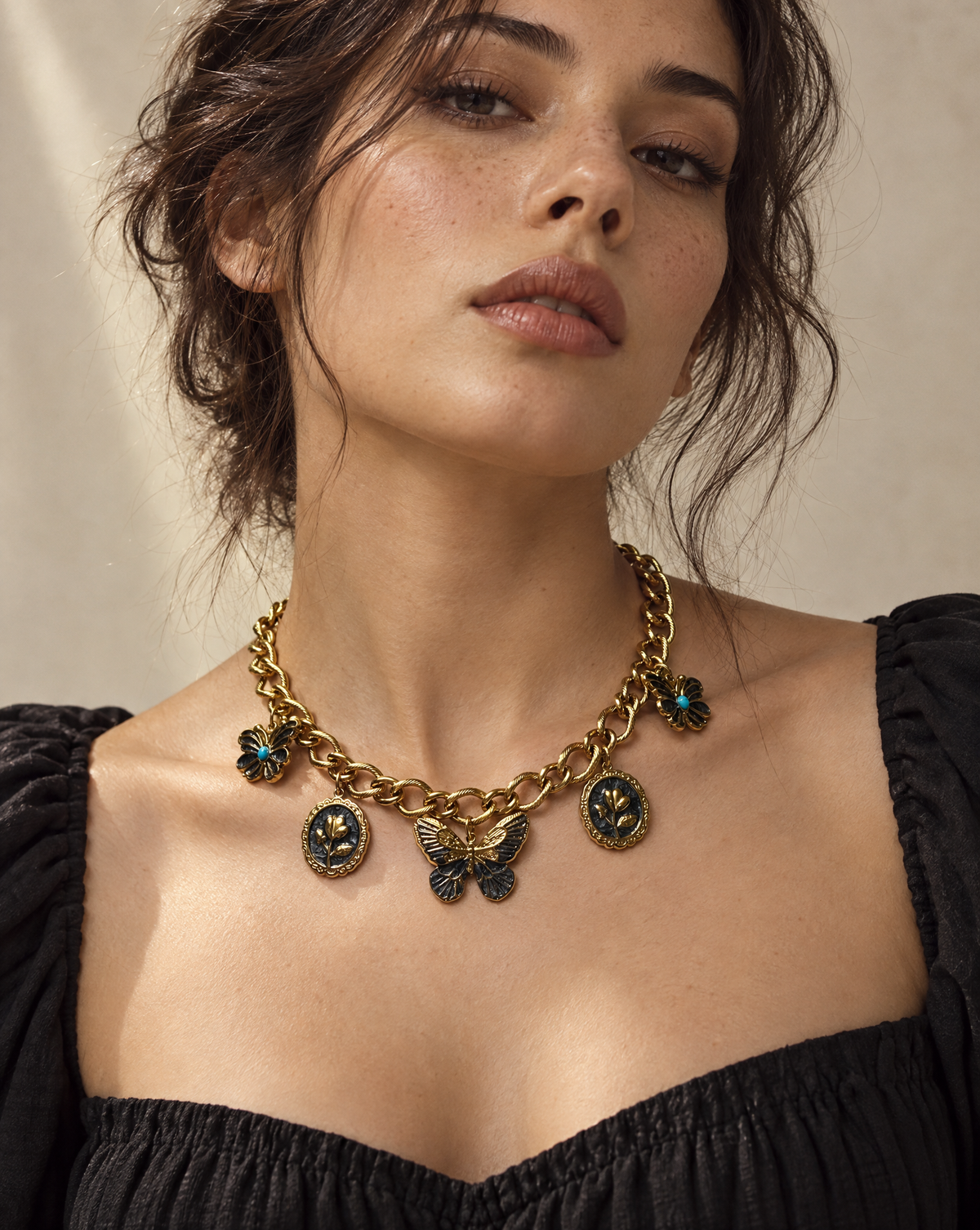 Butterfly Necklace with Charms | Golden Jungle