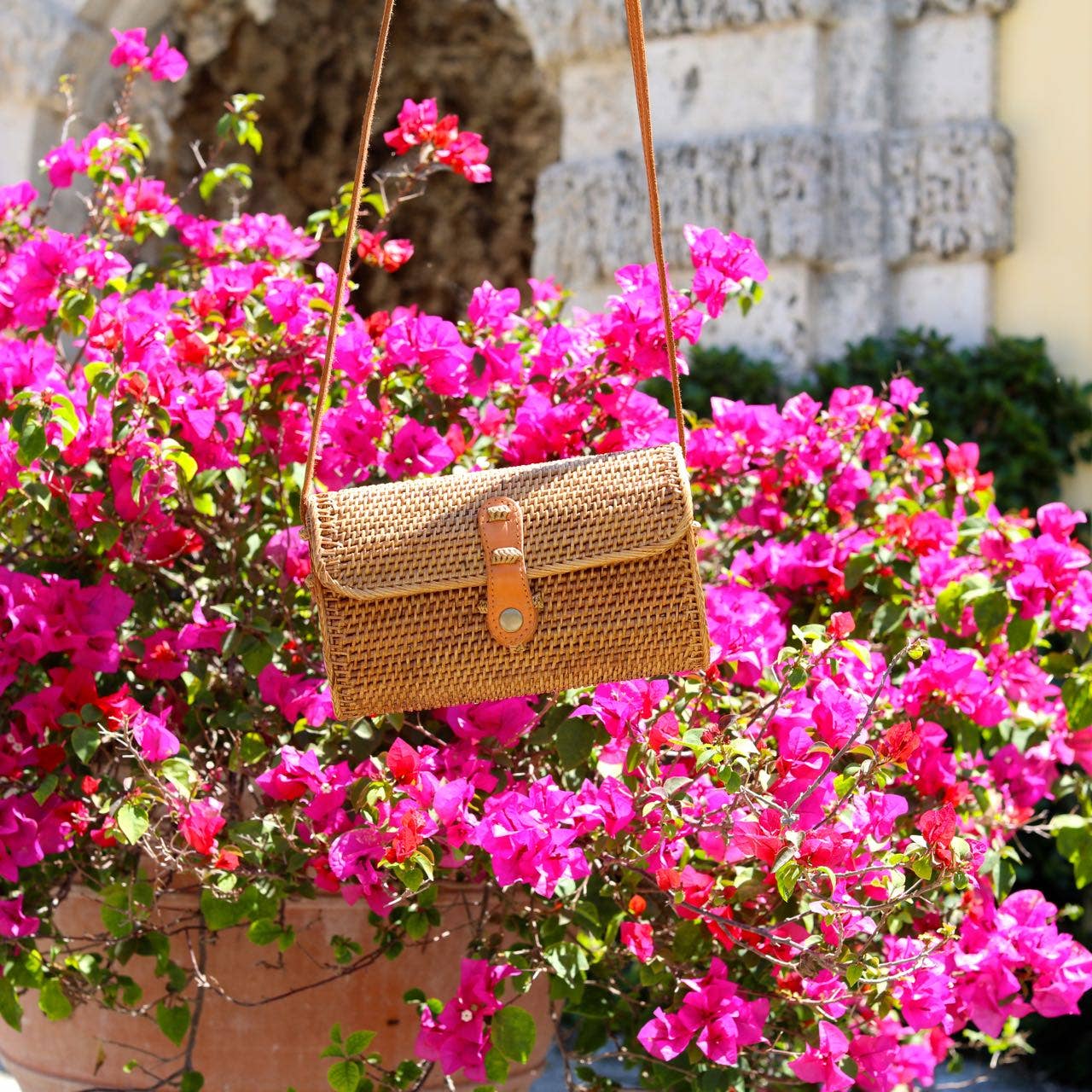 Bali Rattan Crossbody Bag - Small Mailer Bag
