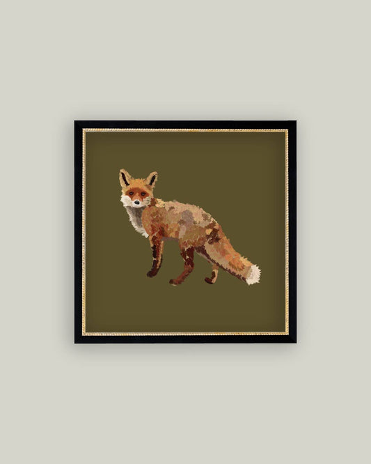 Fox Closeup Framed Antique Art