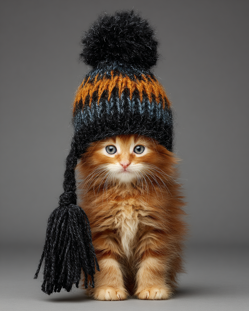 Leo from Lake Placid - Matted Art Print - New York Mountain Resort Wholesale Cats in Cozy Hats