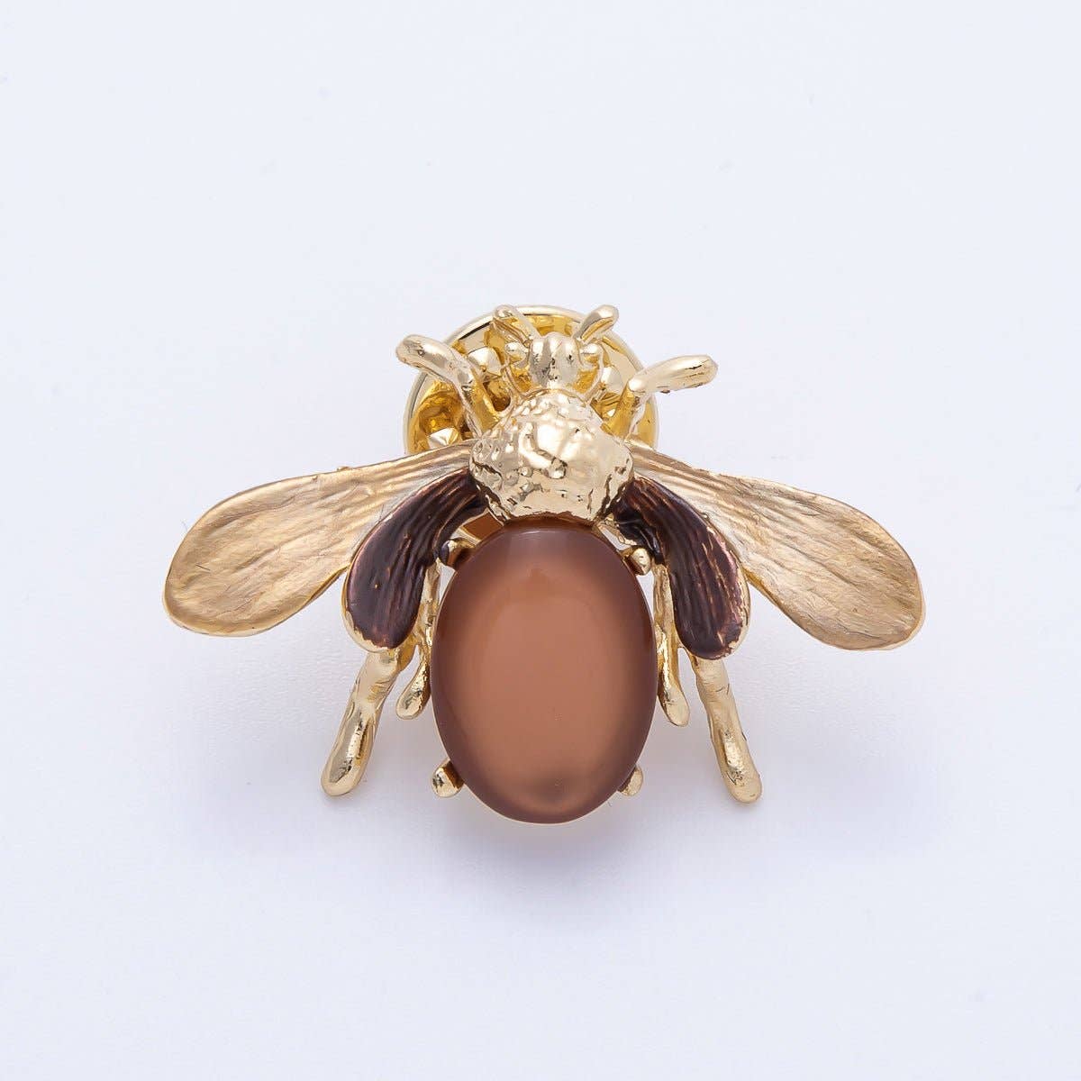 Matte Gold 33.5mm x 23mm Brown Wasp Bee Insect Animal Pin Brooch