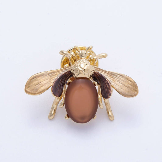 Matte Gold 33.5mm x 23mm Brown Wasp Bee Insect Animal Pin Brooch