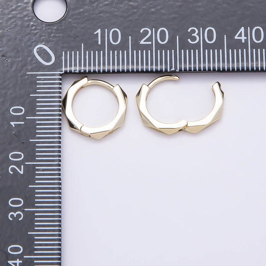 Micro Paved CZ Geometric Hexagonal Cartilage Huggie Earrings