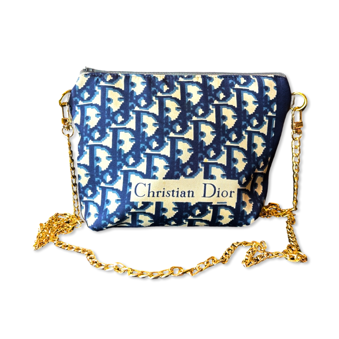 Trotter Blue & White Vintage Silk Scarf Crossbody Bag