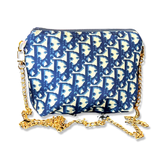 Trotter Blue & White Vintage Silk Scarf Crossbody Bag