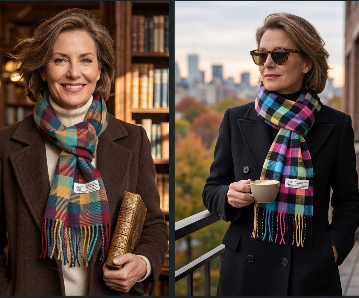 Winter Scarf Colorful Plaid Soft Cashmere Feel Muffler