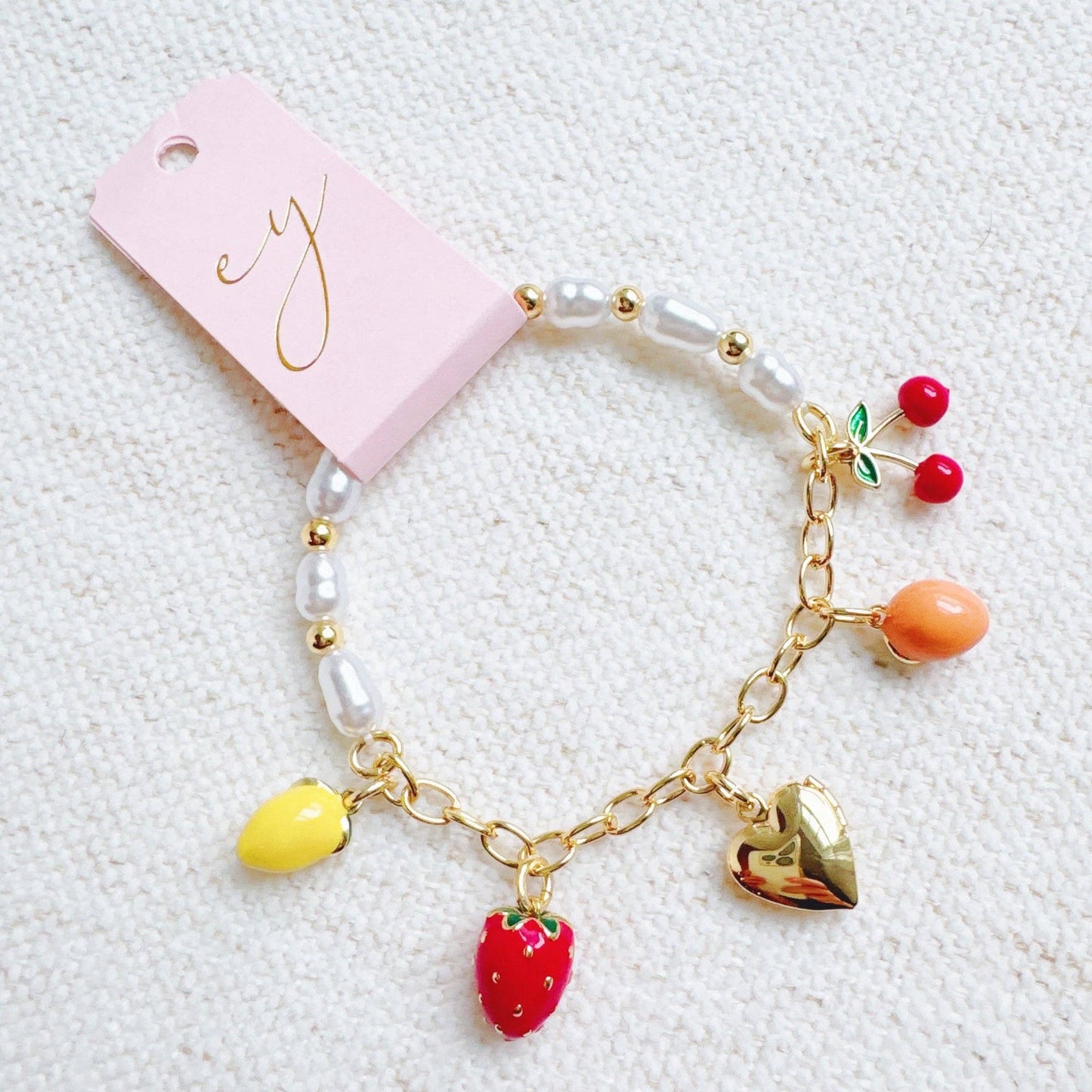 Juicy Fresh Fruit Charm Bracelet with Pearl and Locket