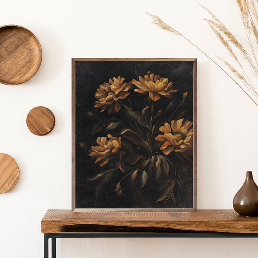 Dark Orange Florals