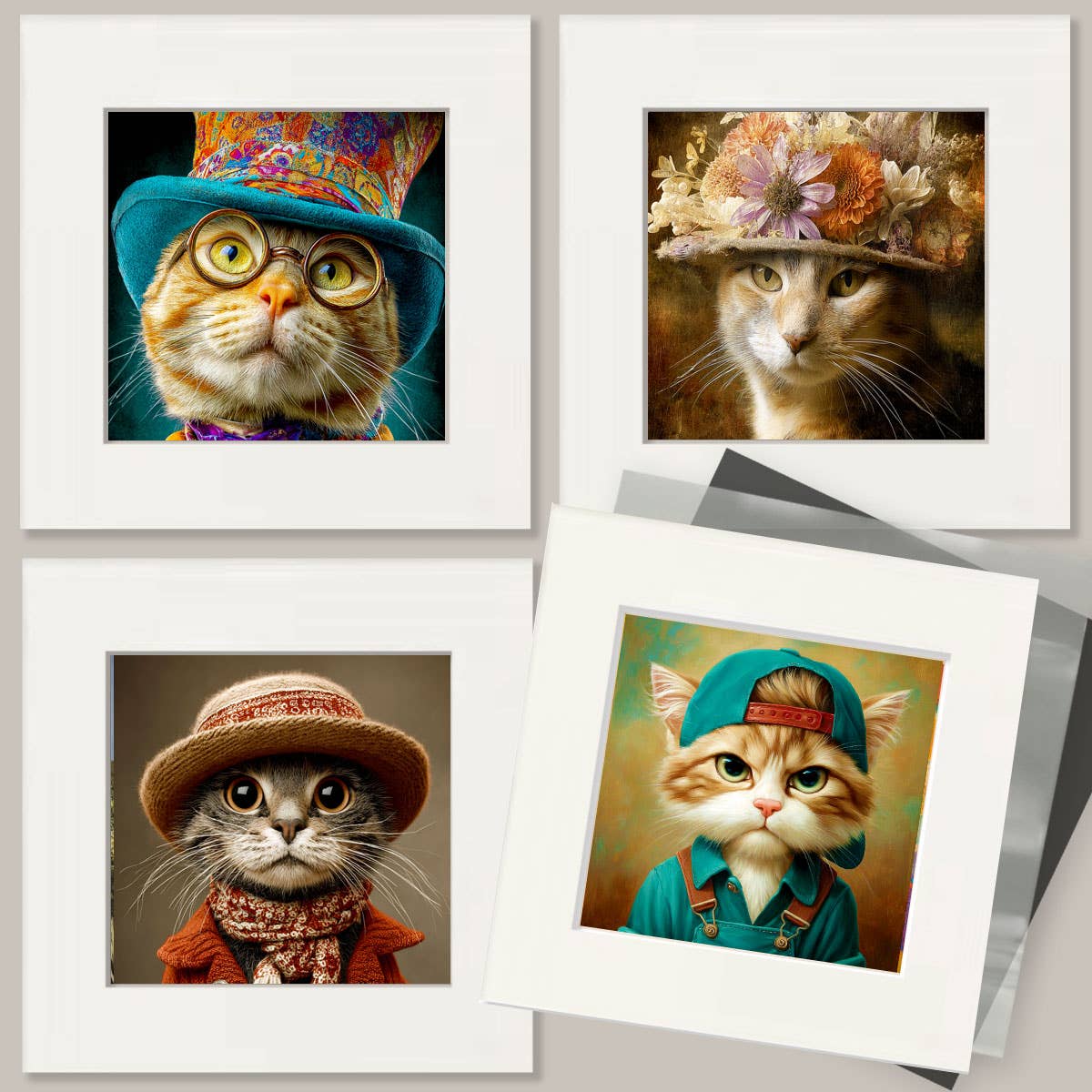 Fancy Fred - Cats in Hats - Art Print - 8"x10" Artwork