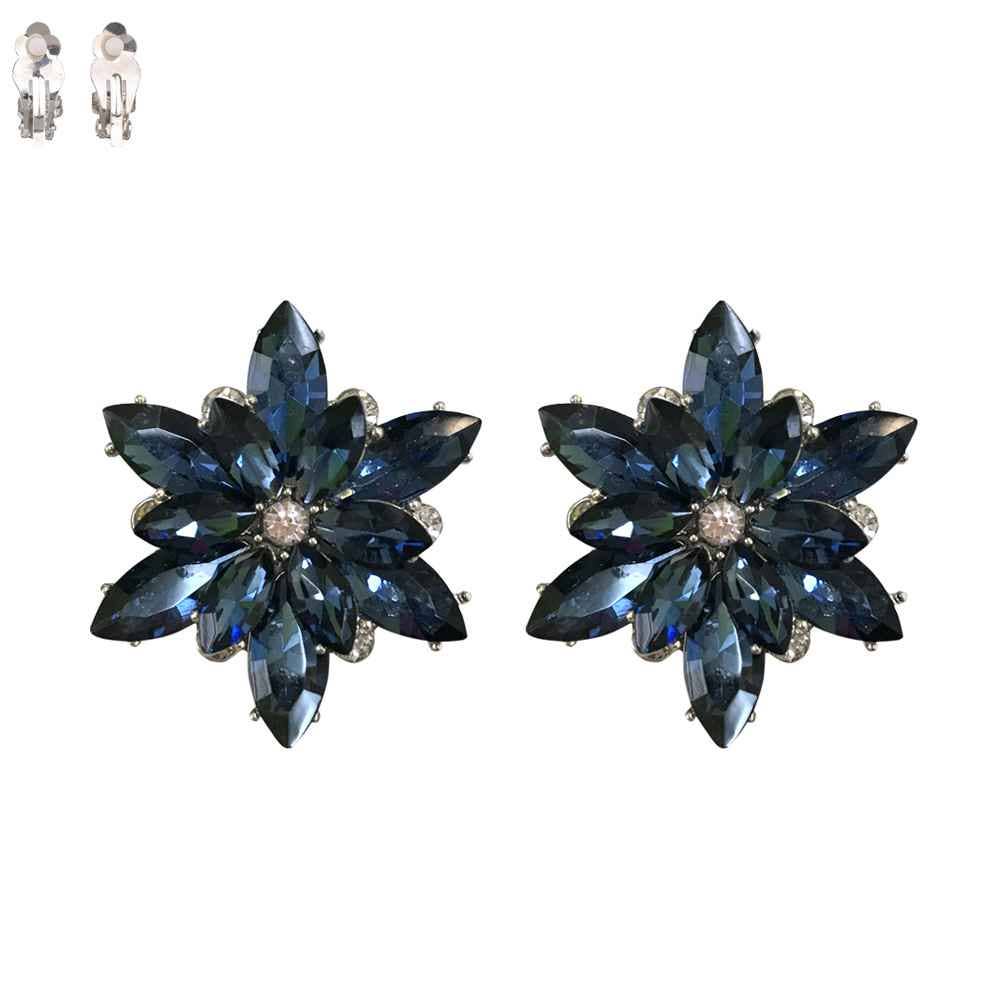 Flower Snowflake Evening Clip On Earrings