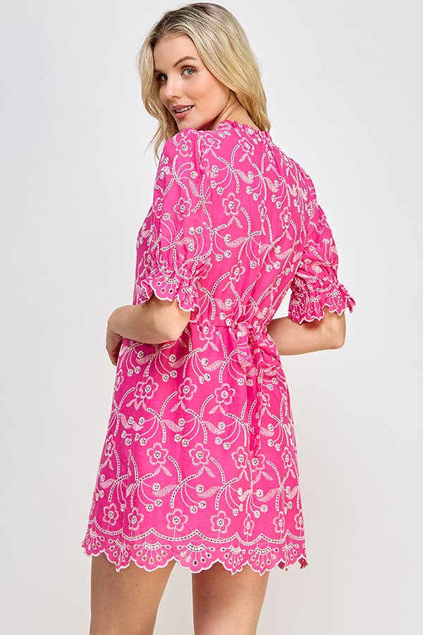 Eyelet Back Tie Mini Dress